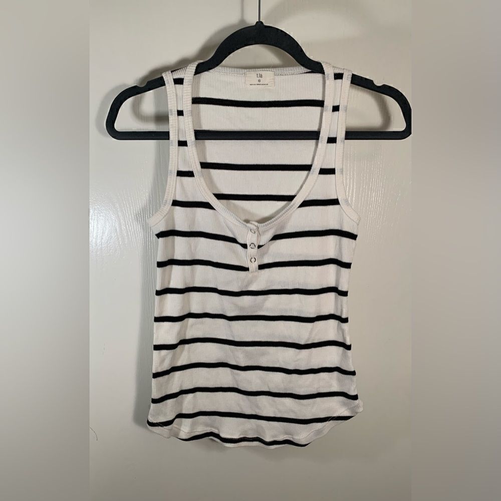 T.La EUC black/white striped ribbed tank top Size XS